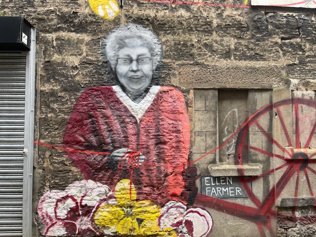 Paisley mural No. 15: "Ellen Farmer MillGirl" on Brown Lane, Paisley town centre