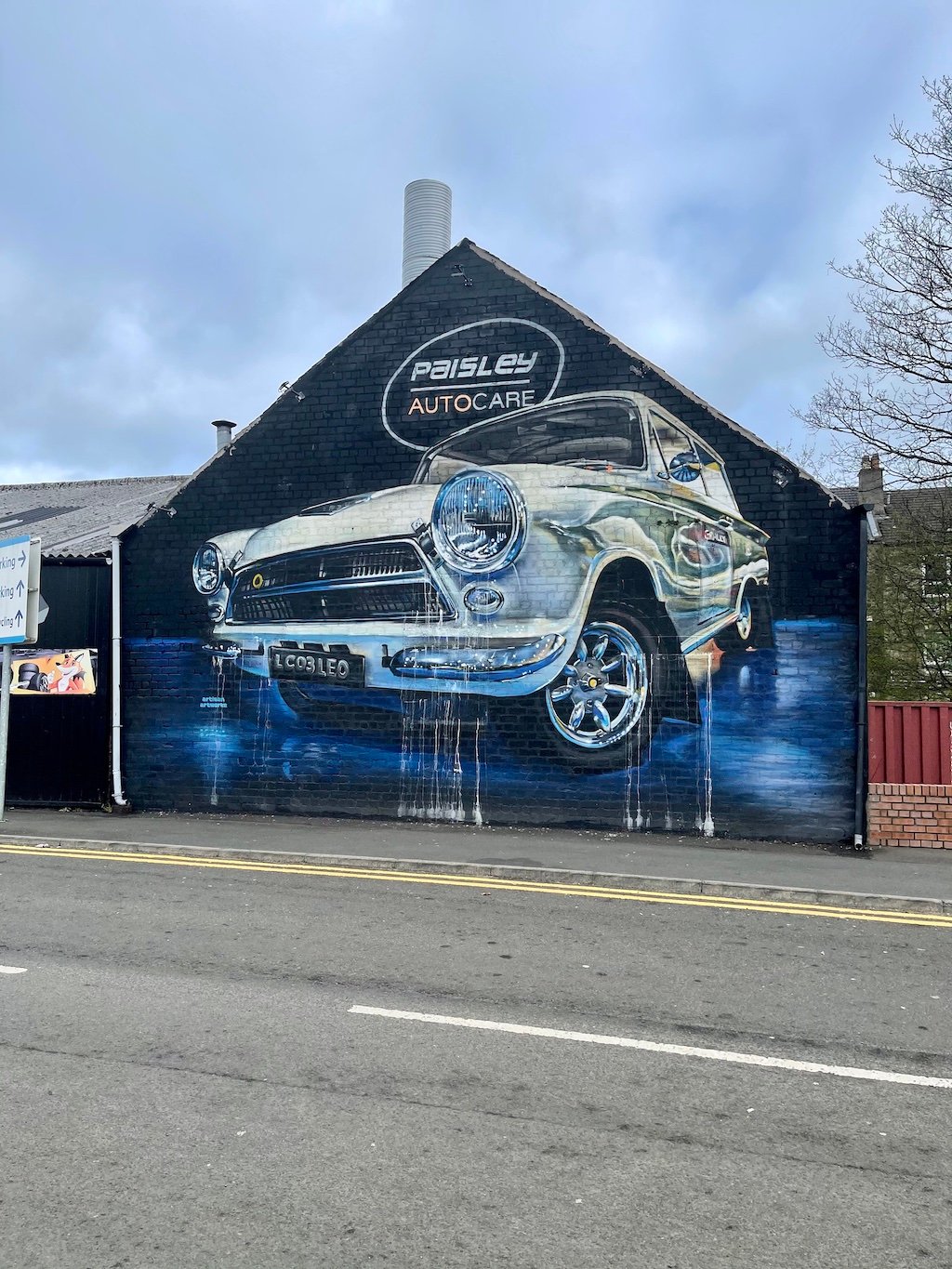 Paisley mural No. 18: "Colin McRae Rally Car" on East Lane, Paisley town centre