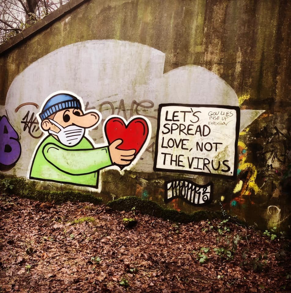 Paisley mural No. 24: "Cycle Path Mural" by Pete Stewart on Paisley Cycle Path, Paisley town centre
