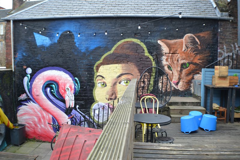 Paisley mural No. 29: "De Beers" by Mark Worst on De Beers, Storie Street, Paisley town centre