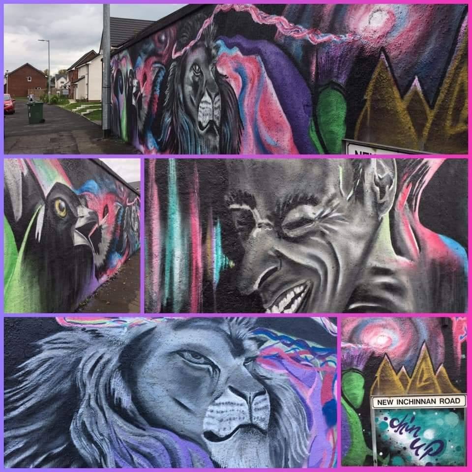 Paisley mural No. 34: "STAR Staff" by Pete Stewart on New Inchinnan Road, Paisley town centre