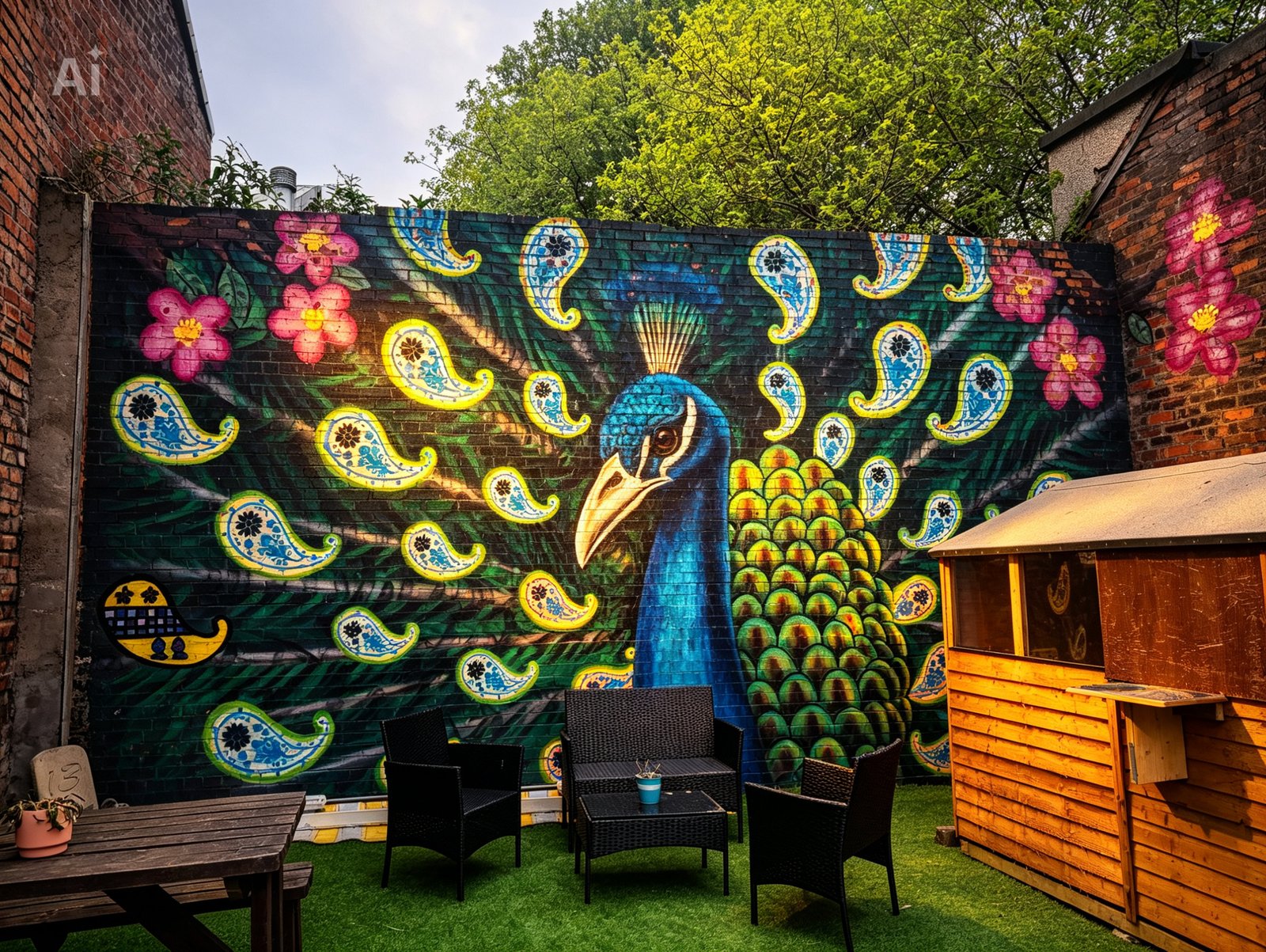 Paisley mural No. 50: "The Peacock" on Browns Lane, Paisley, Paisley town centre