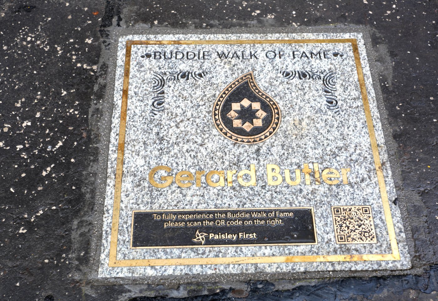 Buddie Walk of Fame plaque for Gerard Butler, Paisley.