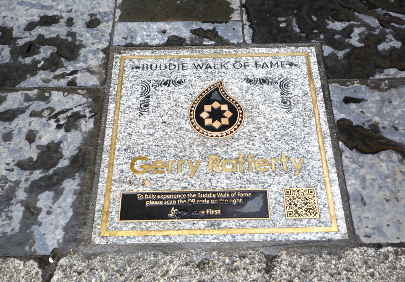 Buddie Walk of Fame plaque for Gerry Rafferty, Paisley.