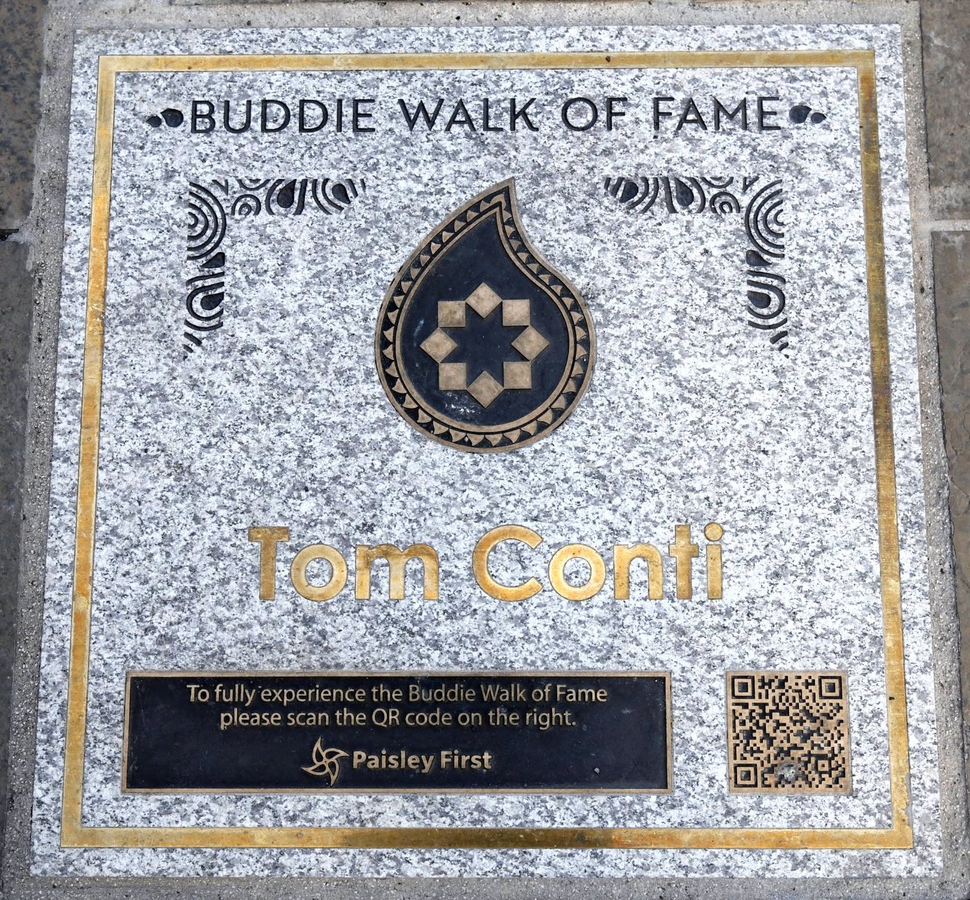 Buddie Walk of Fame plaque for Tom Conti, Paisley.